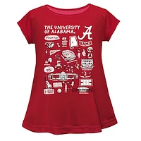 Girls Toddler Vive La Fete  Crimson Alabama Tide Impressions Artwork A-Line Top