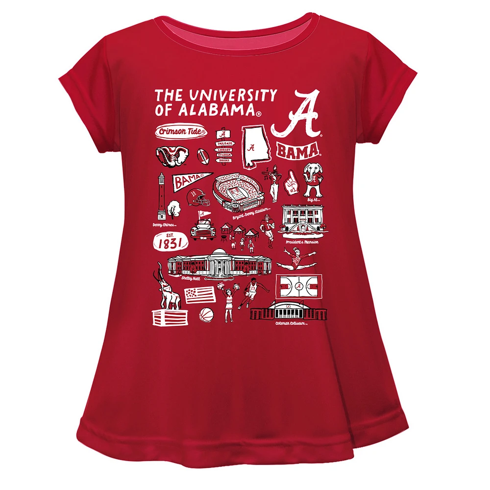 Girls Toddler Vive La Fete Crimson Alabama Tide Impressions Artwork A-Line Top