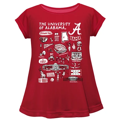 Girls Toddler Vive La Fete  Crimson Alabama Tide Impressions Artwork A-Line Top