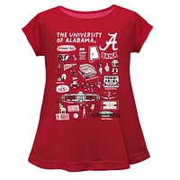 Girls Toddler Vive La Fete  Crimson Alabama Tide Impressions Artwork A-Line Top