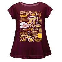 Girls Toddler Vive La Fete  Maroon Arizona State Sun Devils Impressions Artwork A-Line Top