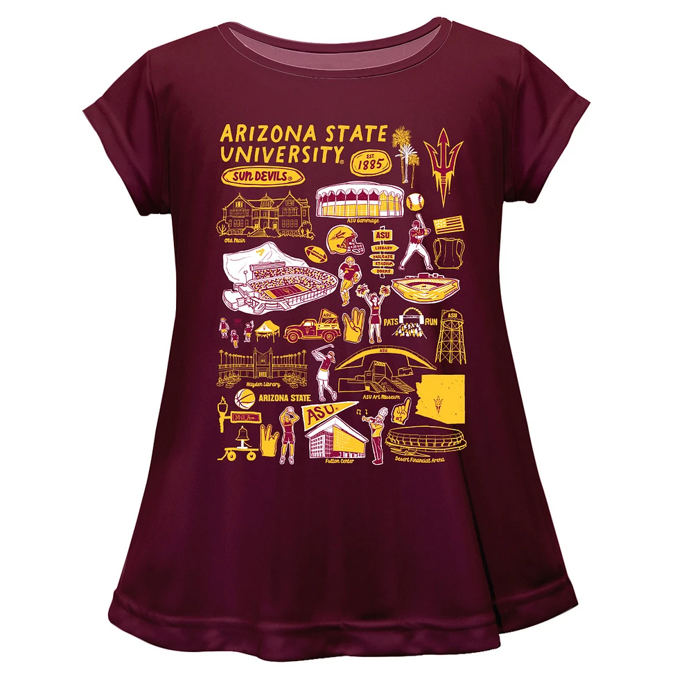 Girls Toddler Vive La Fete Maroon Arizona State Sun Devils Impressions Artwork A-Line Top