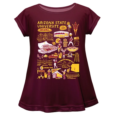 Girls Toddler Vive La Fete  Maroon Arizona State Sun Devils Impressions Artwork A-Line Top