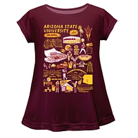 Girls Toddler Vive La Fete  Maroon Arizona State Sun Devils Impressions Artwork A-Line Top