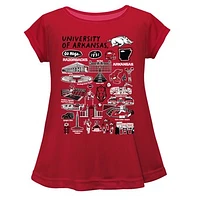 Girls Toddler Vive La Fete  Cardinal Arkansas Razorbacks Impressions Artwork A-Line Top