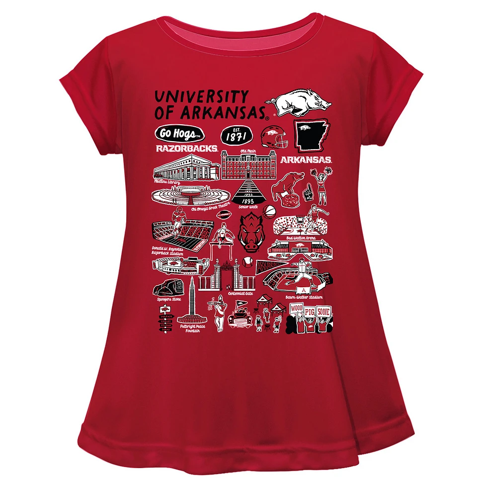 Girls Toddler Vive La Fete Cardinal Arkansas Razorbacks Impressions Artwork A-Line Top