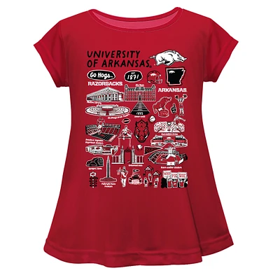 Girls Toddler Vive La Fete  Cardinal Arkansas Razorbacks Impressions Artwork A-Line Top