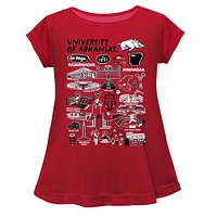 Girls Toddler Vive La Fete  Cardinal Arkansas Razorbacks Impressions Artwork A-Line Top