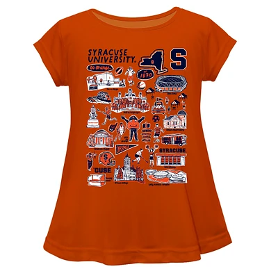 Girls Toddler Vive La Fete  Orange Syracuse Impressions Artwork A-Line Top