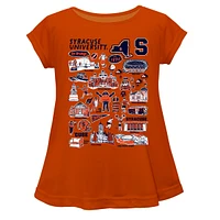 Girls Toddler Vive La Fete  Orange Syracuse Impressions Artwork A-Line Top