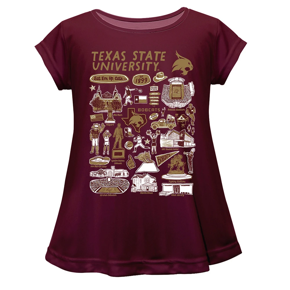 Girls Toddler Vive La Fete Maroon Texas State Bobcats Impressions Artwork A-Line Top