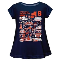Girls Toddler Vive La Fete  Navy Syracuse Orange Impressions Artwork A-Line Top