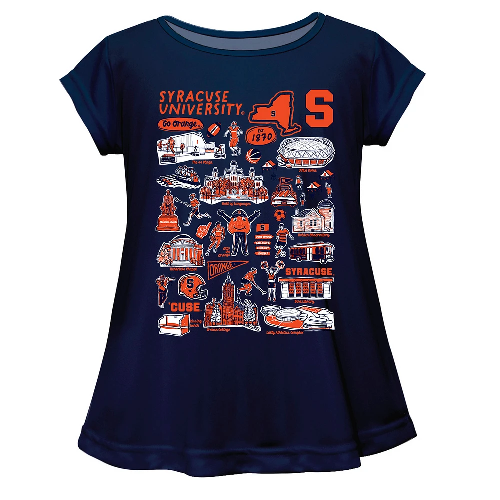 Girls Toddler Vive La Fete Navy Syracuse Orange Impressions Artwork A-Line Top