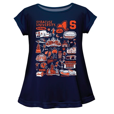 Girls Toddler Vive La Fete  Navy Syracuse Orange Impressions Artwork A-Line Top