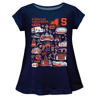 Girls Toddler Vive La Fete  Navy Syracuse Orange Impressions Artwork A-Line Top