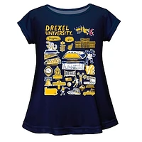 Girls Youth Vive La Fete  Navy Drexel Dragons Impressions Artwork A-Line Top