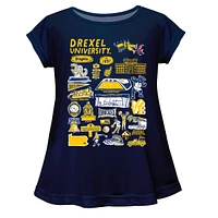 Girls Youth Vive La Fete  Navy Drexel Dragons Impressions Artwork A-Line Top