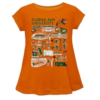 Girls Youth Vive La Fete  Orange Florida A&M Rattlers Impressions Artwork A-Line Top