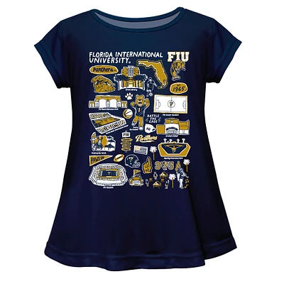 Girls Youth Vive La Fete  Navy FIU Panthers Impressions Artwork A-Line Top