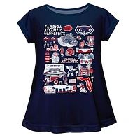 Girls Youth Vive La Fete  Navy Florida Atlantic Owls Impressions Artwork A-Line Top