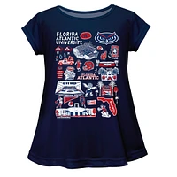 Girls Youth Vive La Fete  Navy Florida Atlantic Owls Impressions Artwork A-Line Top