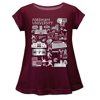 Girls Youth Vive La Fete  Maroon Fordham Rams Impressions Artwork A-Line Top