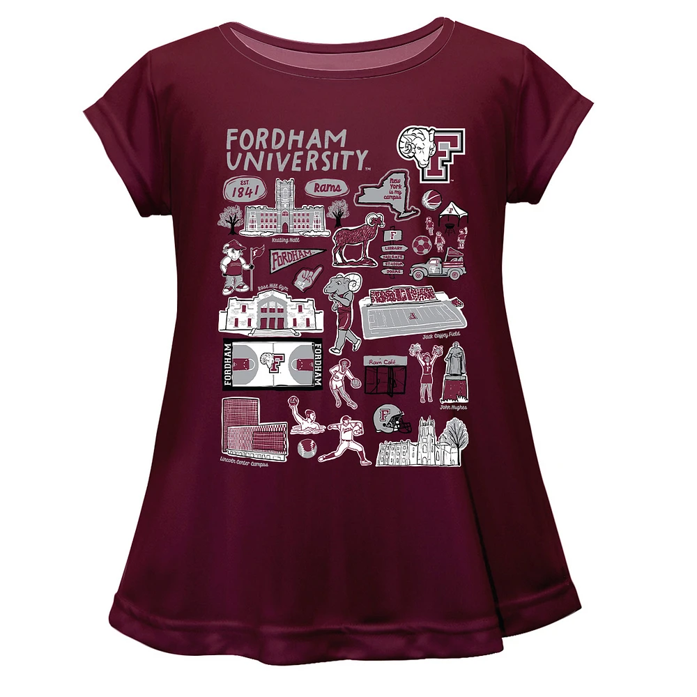 Girls Youth Vive La Fete Maroon Fordham Rams Impressions Artwork A-Line Top