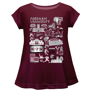 Girls Youth Vive La Fete  Maroon Fordham Rams Impressions Artwork A-Line Top