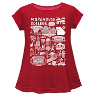 Girls Youth Vive La Fete  Maroon Morehouse Tigers Impressions Artwork A-Line Top