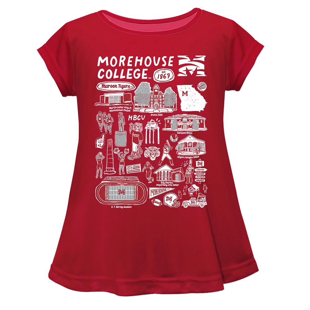 Girls Youth Vive La Fete Maroon Morehouse Tigers Impressions Artwork A-Line Top