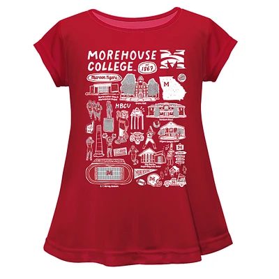 Girls Youth Vive La Fete  Maroon Morehouse Tigers Impressions Artwork A-Line Top