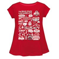 Girls Youth Vive La Fete  Red Ohio State Buckeyes Impressions Artwork A-Line Top
