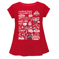 Girls Youth Vive La Fete  Red Ohio State Buckeyes Impressions Artwork A-Line Top