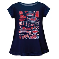 Girls Youth Vive La Fete  Navy Ole Miss Rebels Impressions Artwork A-Line Top