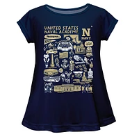 Girls Youth Vive La Fete  Navy Midshipmen Impressions Artwork A-Line Top