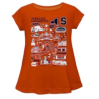 Girls Youth Vive La Fete  Orange Syracuse Impressions Artwork A-Line Top