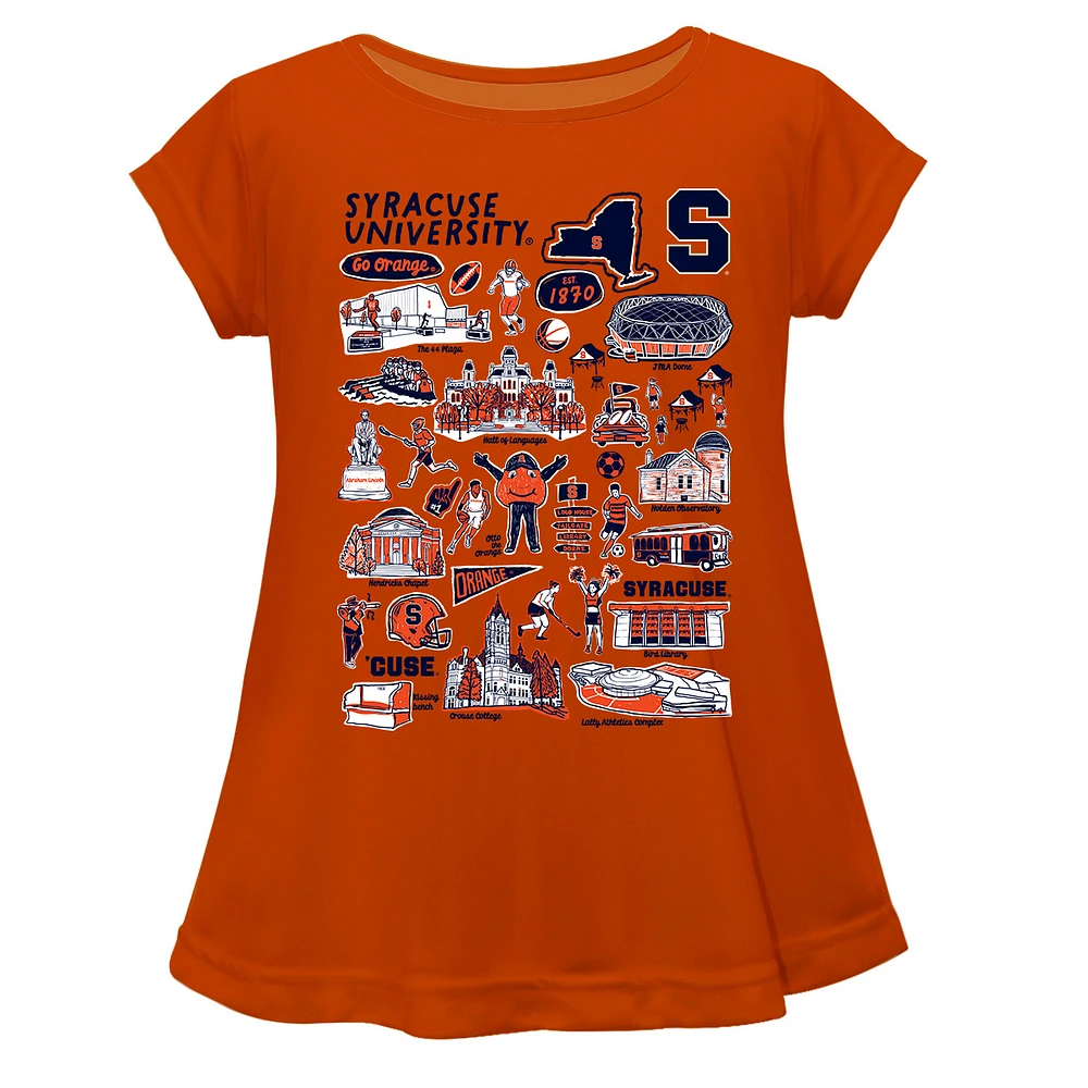 Girls Youth Vive La Fete Orange Syracuse Impressions Artwork A-Line Top
