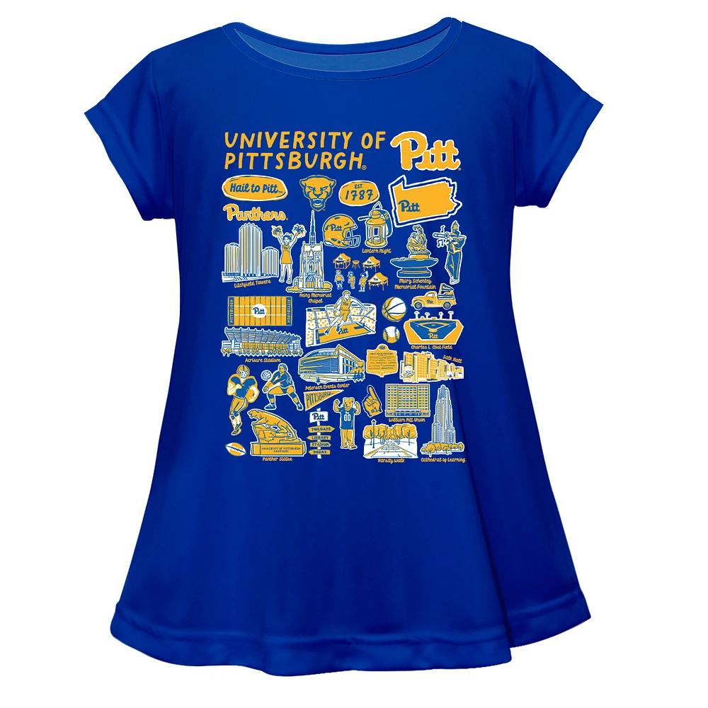 Girls Youth Vive La Fete Blue Pitt Panthers Impressions Artwork A-Line Top