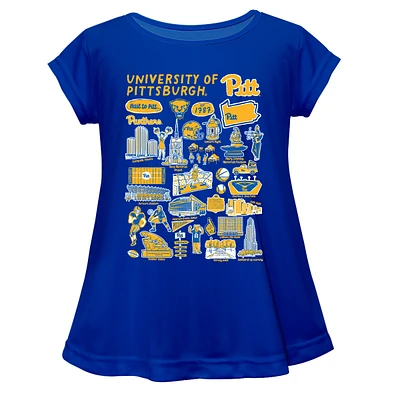 Girls Youth Vive La Fete  Blue Pitt Panthers Impressions Artwork A-Line Top