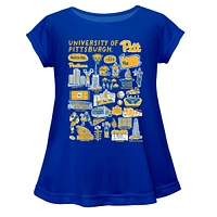 Girls Youth Vive La Fete  Blue Pitt Panthers Impressions Artwork A-Line Top