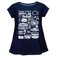 Girls Youth Vive La Fete  Navy Penn State Nittany Lions Impressions Artwork A-Line Top