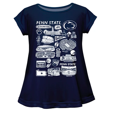 Girls Youth Vive La Fete  Navy Penn State Nittany Lions Impressions Artwork A-Line Top