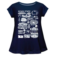 Girls Youth Vive La Fete  Navy Penn State Nittany Lions Impressions Artwork A-Line Top