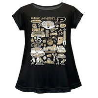 Girls Youth Vive La Fete  Black Purdue Boilermakers Impressions Artwork A-Line Top