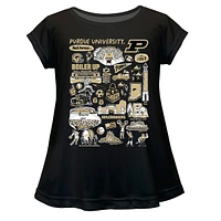 Girls Youth Vive La Fete  Black Purdue Boilermakers Impressions Artwork A-Line Top