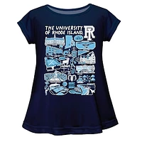 Girls Youth Vive La Fete  Navy Rhode Island Rams Impressions Artwork A-Line Top