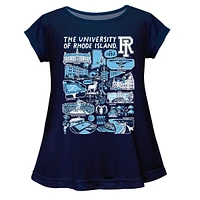Girls Youth Vive La Fete  Navy Rhode Island Rams Impressions Artwork A-Line Top