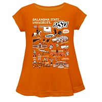 Girls Youth Vive La Fete  Orange Oklahoma State Cowboys Impressions Artwork A-Line Top