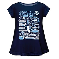 Girls Youth Vive La Fete  Navy San Diego Toreros Impressions Artwork A-Line Top