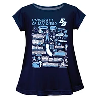 Girls Youth Vive La Fete  Navy San Diego Toreros Impressions Artwork A-Line Top